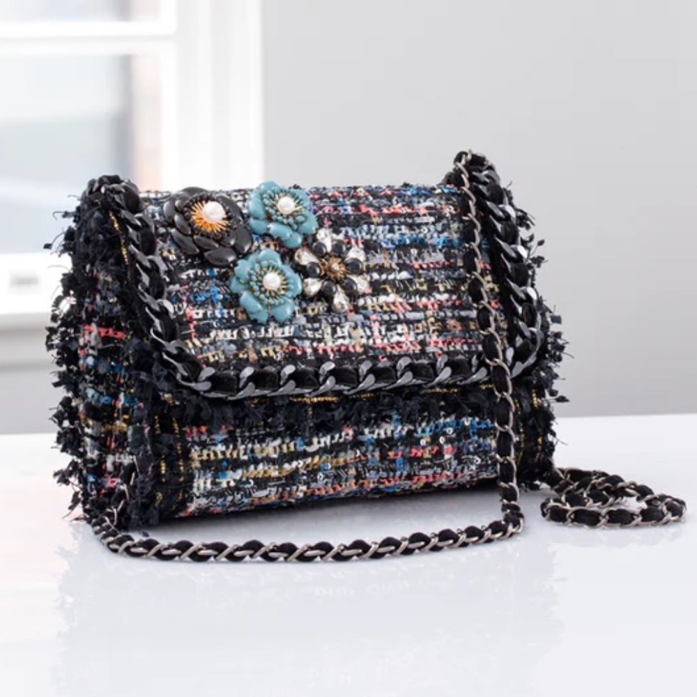 NWT Christina Sabatini Daisy Tweed Crossbody Purse Handbag